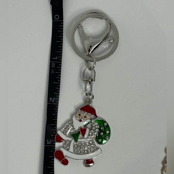 BAG CHARM Silver Tone Holiday Santa Keychain Bag charm - Picture 3 of 3